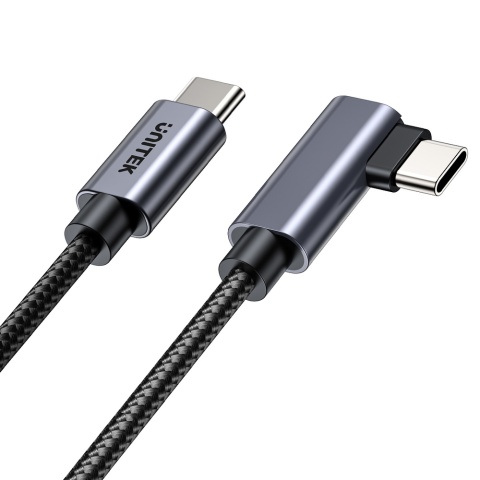 Unitek Kabel USB-C kątowy 90° 3m PD 100W nylonowy nieplączący