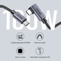 Unitek Kabel USB-C kątowy 90° 3m PD 100W nylonowy nieplączący