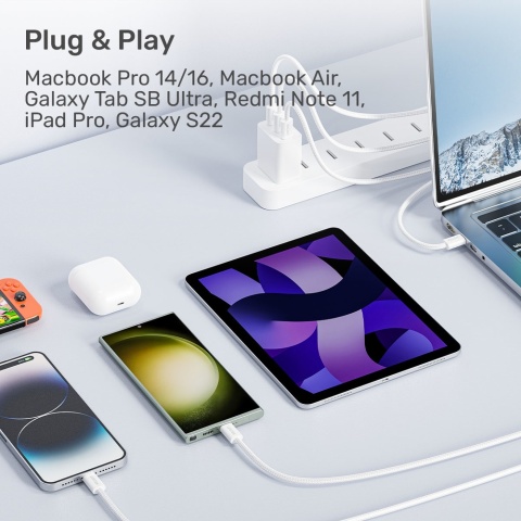 Unitek Kabel zwijany magnetycznie USB C PD 100W 1m różowy nylonowy