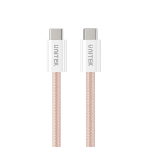 Unitek Kabel zwijany magnetycznie USB C PD 100W 1m różowy nylonowy