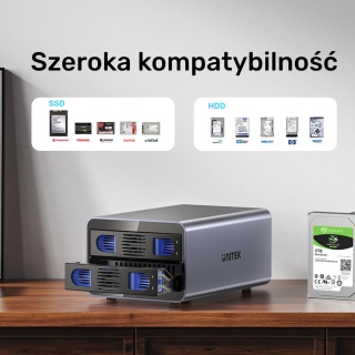 Unitek Kieszeń na dyski S1308A01 2,5 3,5 SATA HDD SSD 40TB LED