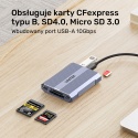 Unitek R1022C01 Czytnik kart CF Express SD microSD USB A 10 Gbps HUB