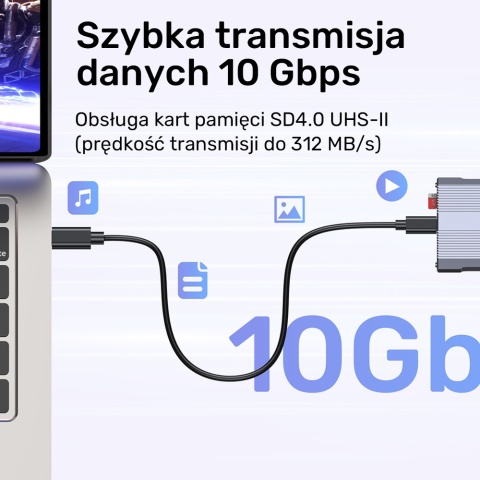 Unitek R1022C01 Czytnik kart CF Express SD microSD USB A 10 Gbps HUB