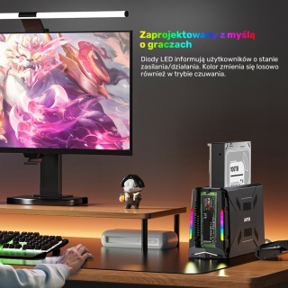 Unitek Stacja dokująca M.2 NVMe SATA USB-C 10Gbps gamingowa
