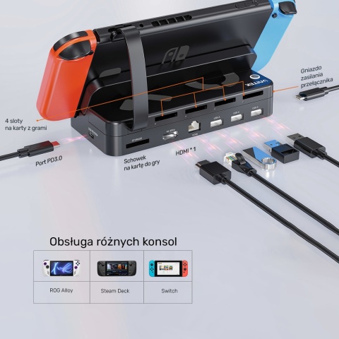 Unitek Stacja dokująca Nintendo Switch G1002F01 z pilotem HDMI 4K Ethernet