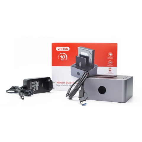 Unitek Stacja klonująca dysków 2x SATA USB-C 10Gbps szybka kieszeń SSD HDD