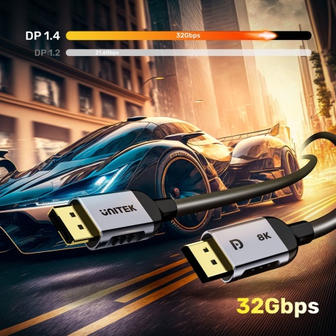 Unitek kabel DisplayPort 1.4 2m 8K@60Hz 4K@240Hz HDR DSC