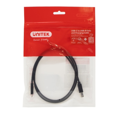 Unitek kabel USB C na USB B 2.0 1m czarny do drukarki solidny