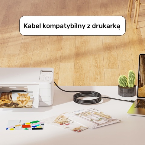 Unitek kabel USB C na USB B 2.0 2m czarny solidny do drukarki