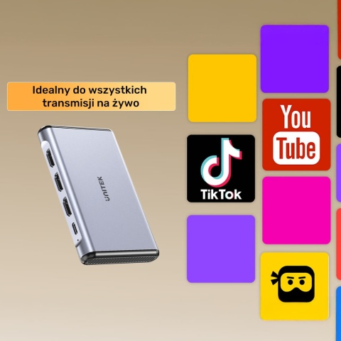 Karta przechwytująca Unitek 4K 60Hz wydajna do streamingu USB C