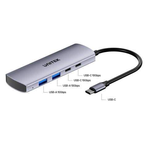Unitek Hub 4w1 USB-C H1112D 10 Gbps 2x USB-A 2x USB-C kompaktowy