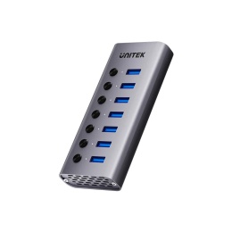 Unitek Hub H1314A USB A 3.0 7w1 szybki 5Gbps aluminiowy z przełącznikami