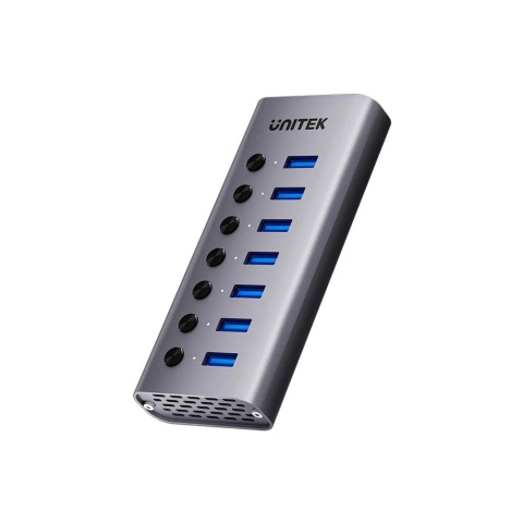 Unitek Hub H1314A USB A 3.0 7w1 szybki 5Gbps aluminiowy z przełącznikami
