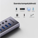 Unitek Hub H1314A USB A 3.0 7w1 szybki 5Gbps aluminiowy z przełącznikami