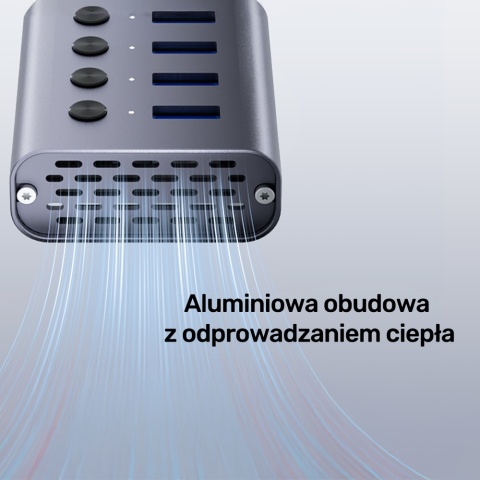 Unitek Hub H1314A USB A 3.0 7w1 szybki 5Gbps aluminiowy z przełącznikami