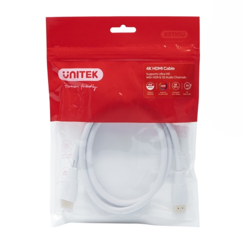 Unitek Kabel HDMI 2.0 4K 1M biały wydajny przewód