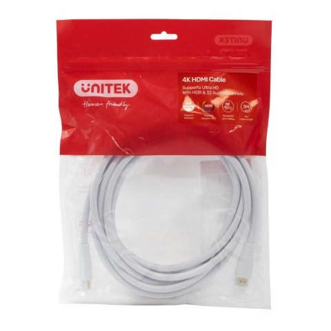 Unitek Kabel HDMI 2.0 4K 3M biały wydajny 18Gbps