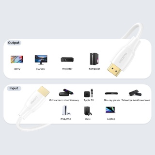 Unitek Kabel HDMI 2.0 4K 7M biały wydajny przewód HDMI HDR