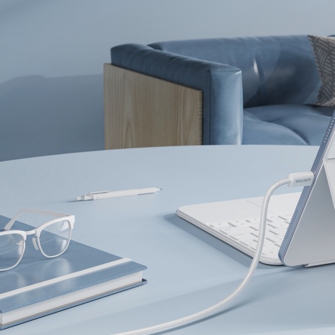 Unitek Kabel USB C PD 100W magnetyczny 1m biały pleciony