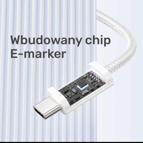 Unitek Kabel USB C PD 100W magnetyczny 1m biały pleciony