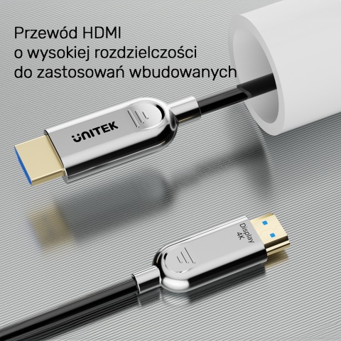 Unitek Kabel optyczny HDMI 2.0 AOC 10 m 4K 60Hz smukły profesjonalny