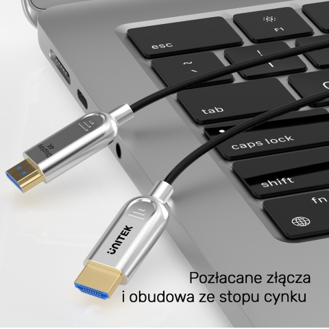 Unitek Kabel optyczny HDMI 2.0 AOC 10 m 4K 60Hz smukły profesjonalny