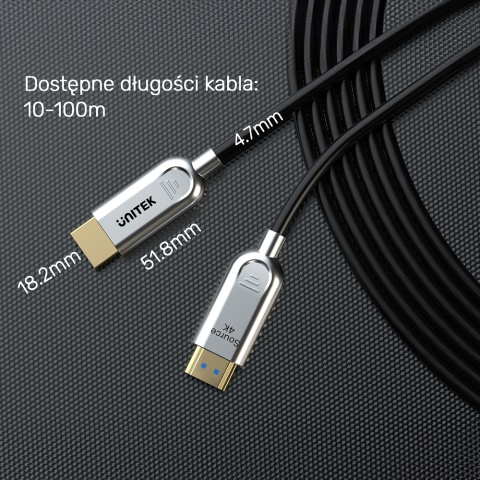 Unitek Kabel optyczny HDMI 2.0 AOC 4K 60Hz 100m światłowodowy profesjonalny