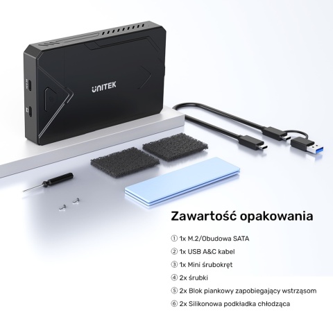 Unitek Obudowa SSD M.2 NVMe SATA USB C 10Gbps aluminiowa