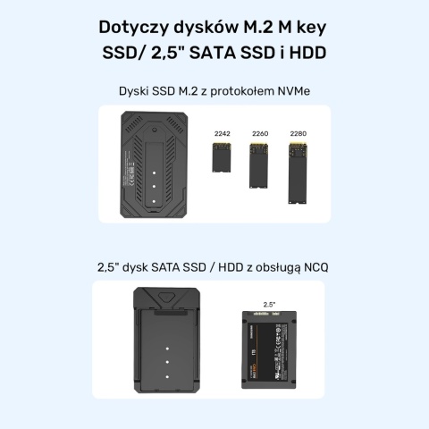 Unitek Obudowa SSD M.2 NVMe SATA USB C 10Gbps aluminiowa