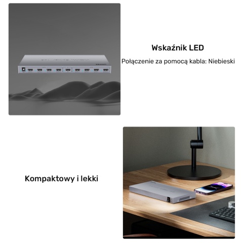 Unitek Rozdzielacz HDMI 4K 1x8 wydajny do wielu ekranów