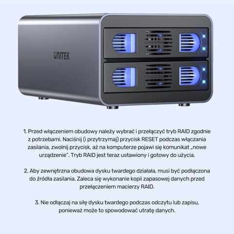 Unitek S1308B01 Obudowa RAID 2.5 3.5 USB C 5Gbps 40TB