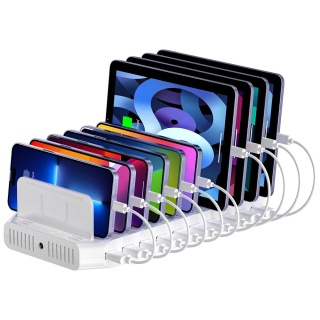 Unitek Stacja ładująca 10xUSB 2.4A 60W biała szybka organizacja