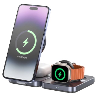 Unitek Stacja ładująca P1300AGY01 Qi2 3w1 składana MagSafe 15W szara