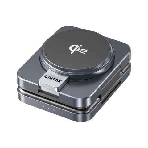 Unitek Stacja ładująca P1300AGY01 Qi2 3w1 składana MagSafe 15W szara