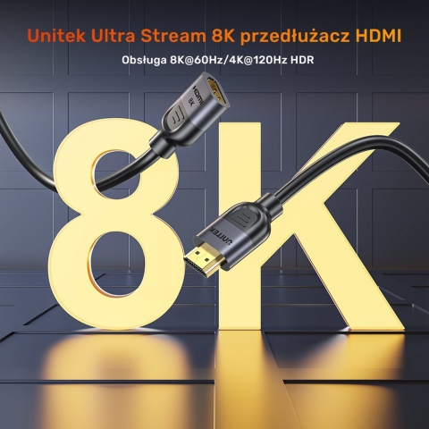 Unitek Ultra Stream 8K wydajny przedłużacz HDMI 1M 48Gbps HDMI 2.1