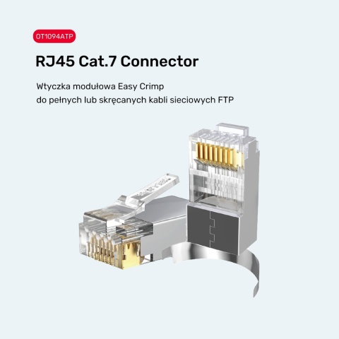Unitek Wtyk modularny Pass Through RJ45 Cat 7 50szt łatwy montaż