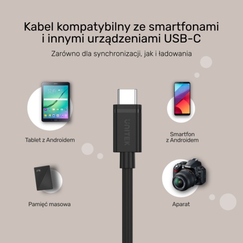 Unitek przewód USB Typ-C 2m kabel USB-C 5Gbps USB 3.0 szybki ładowanie