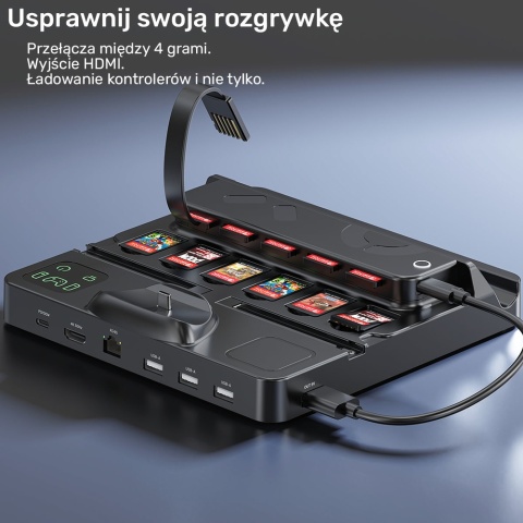 Unitek stacja ładująca Switch Gaming Dock 4K HDMI USB-C czytnik kart