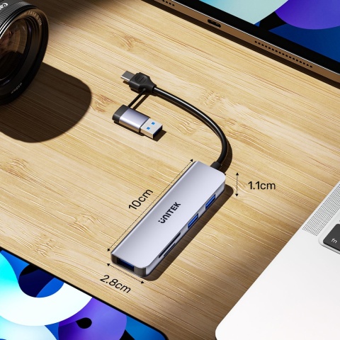 Unitek uHUB P5+ Hub 5w1 USB-C USB-A 5Gbps z czytnikiem SD microSD