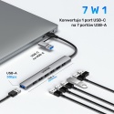 Unitek uHUB S7 Hub 7w1 USB A USB C 5Gbps kompaktowy szary