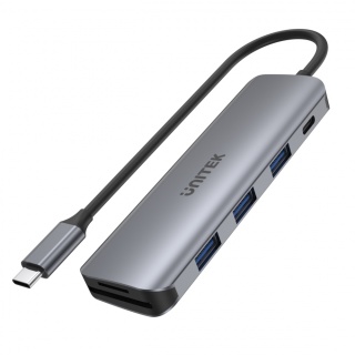Hub USB C Unitek uHUB P5 Plus 3x USB 3.1 PD 100 W czytnik SD microSD lekki