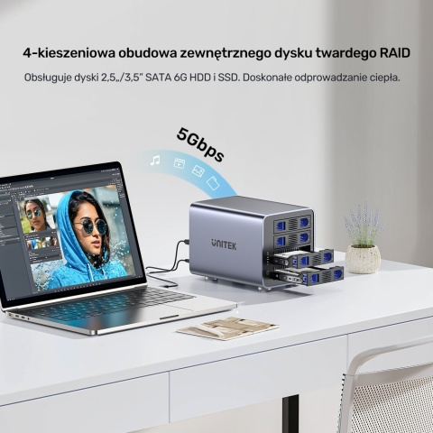 Obudowa Unitek 4-dyskowa RAID 0/1/5/10 80TB USB 3.0 wydajna