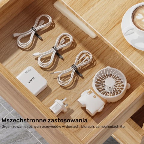 Unitek FlexiTie Zestaw silikonowych opasek kablowych organizer czarne szare