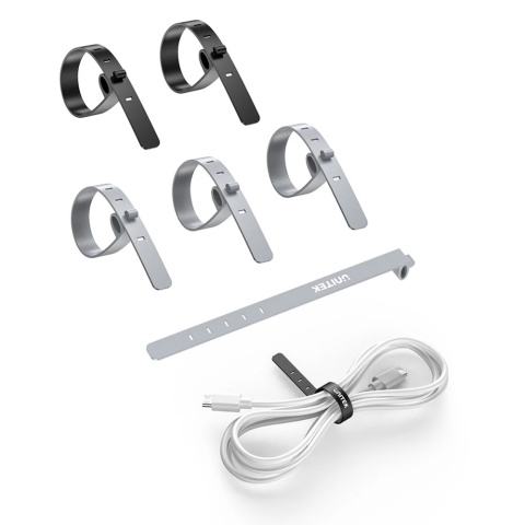 Unitek FlexiTie Zestaw silikonowych opasek kablowych organizer czarne szare