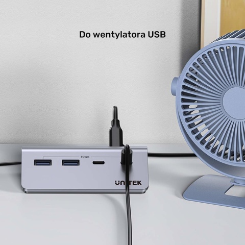 Unitek UHub Q4 Hub USB C USB A 4 porty 5Gbps kompaktowy aluminiowy lekki
