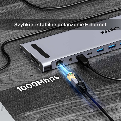 Unitek UHub15+ Stacja dokująca KVM 3x 4K USB-C HDMI 100W