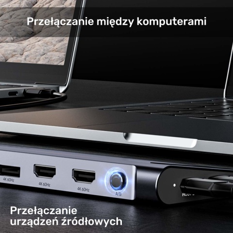 Unitek UHub15+ Stacja dokująca KVM 3x 4K USB-C HDMI 100W