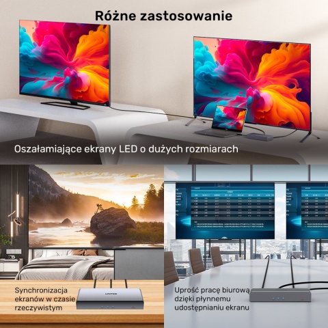 Unitek V1130A01-EU Rozdzielacz HDMI 1x2 4K UHD do 2 ekranów Plug and Play