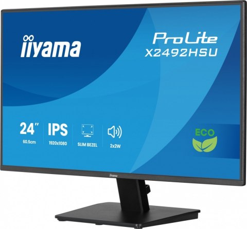 IIYAMA Monitor 24 cale X2492HSU-B1 IPS,FHD,HDMI,DP,120Hz,300cd,4ms,USB HUBx2cienkie ramki, 1500:1, ErP B