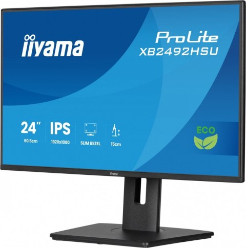 IIYAMA Monitor 24 cali XB2492HSU-B1 IPS,FHD,HDMI,DP,120Hz,300cd,4ms, cienkie ramki, 1500:1, ErP B, USB HUBx2